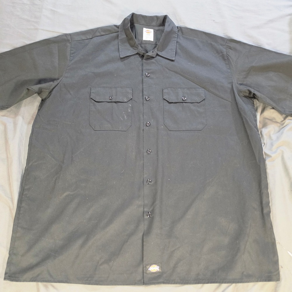 Dickies Mens 2XLT Black Short Sleeve Work Shirt 1574BK Poly Cotton Twill